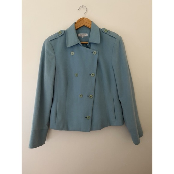 Ungaro Fever Jackets & Blazers - Vintage Emanuel Ungaro Wool Angora Waist Coat In Baby Blue  Read RE Flaw